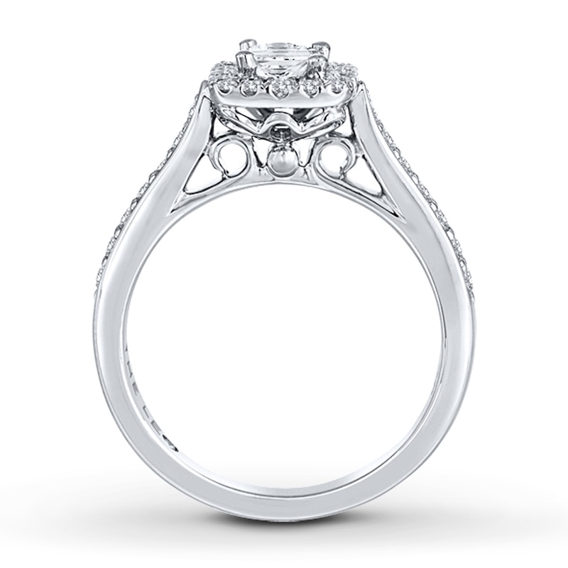 Previously Owned THE LEO Diamond Ring 3/4 ct tw Princess & Round-cut  14K White Gold