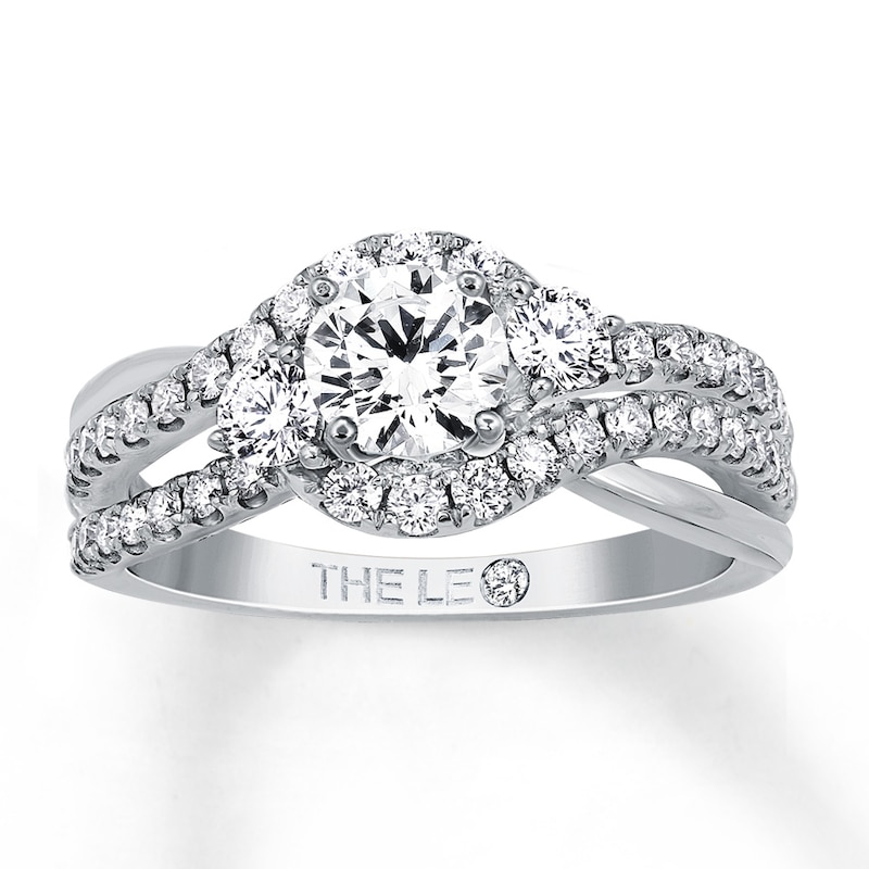 Previously Owned Leo Engagement Ring 1-1/8 ct tw Round-cut Diamonds 14K White Gold