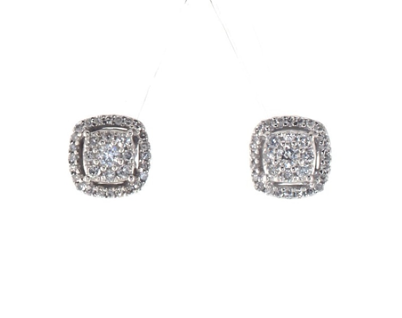 Main Image 1 of Previously Owned Diamond Earrings 1/2 ct tw Round-cut 10K White Gold