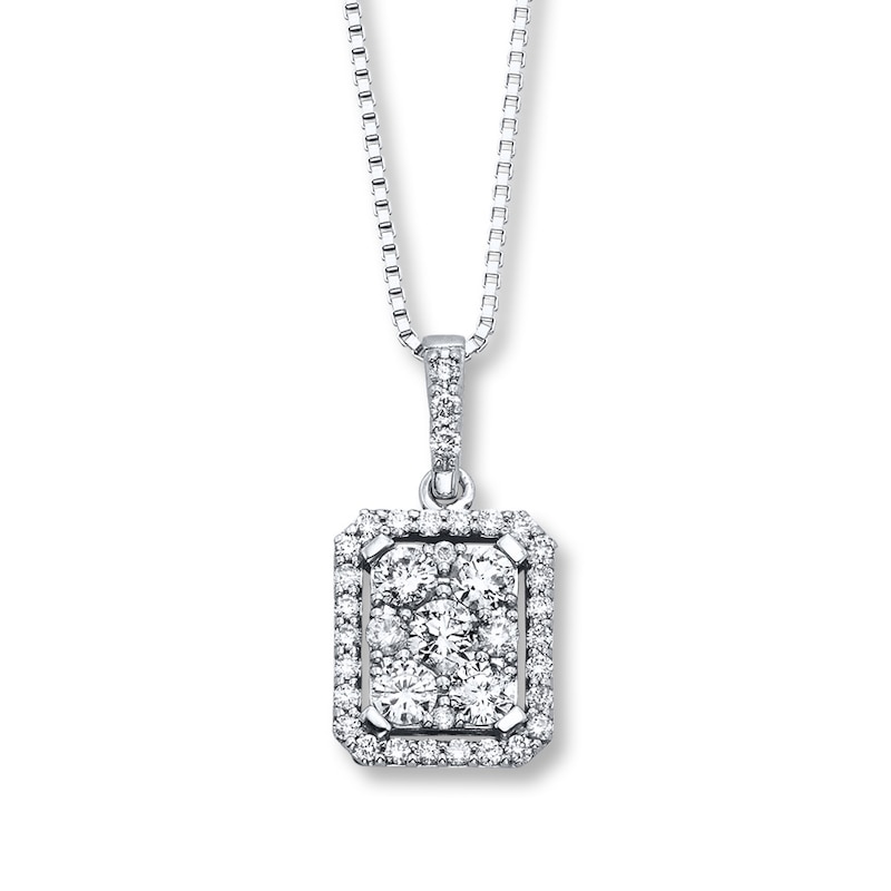 Main Image 1 of Previously Owned Diamond Necklace 3/4 ct tw Round-cut 14K White Gold