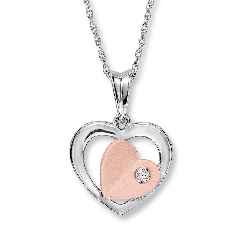 Previously Owned Heart Necklace With Diamond Accent 10K Two-Tone Gold