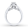 Thumbnail Image 2 of Previously Owned Diamond Bridal Set 1-1/5 ct tw Pear & Round-cut 14K White Gold