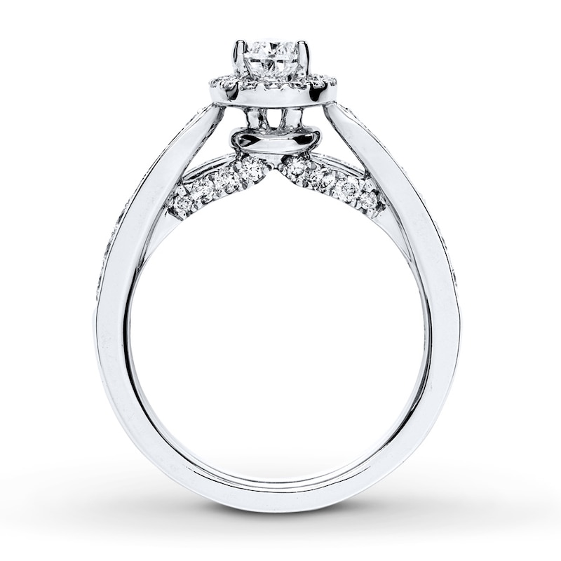 Main Image 2 of Previously Owned Diamond Bridal Set 1-1/5 ct tw Pear & Round-cut 14K White Gold