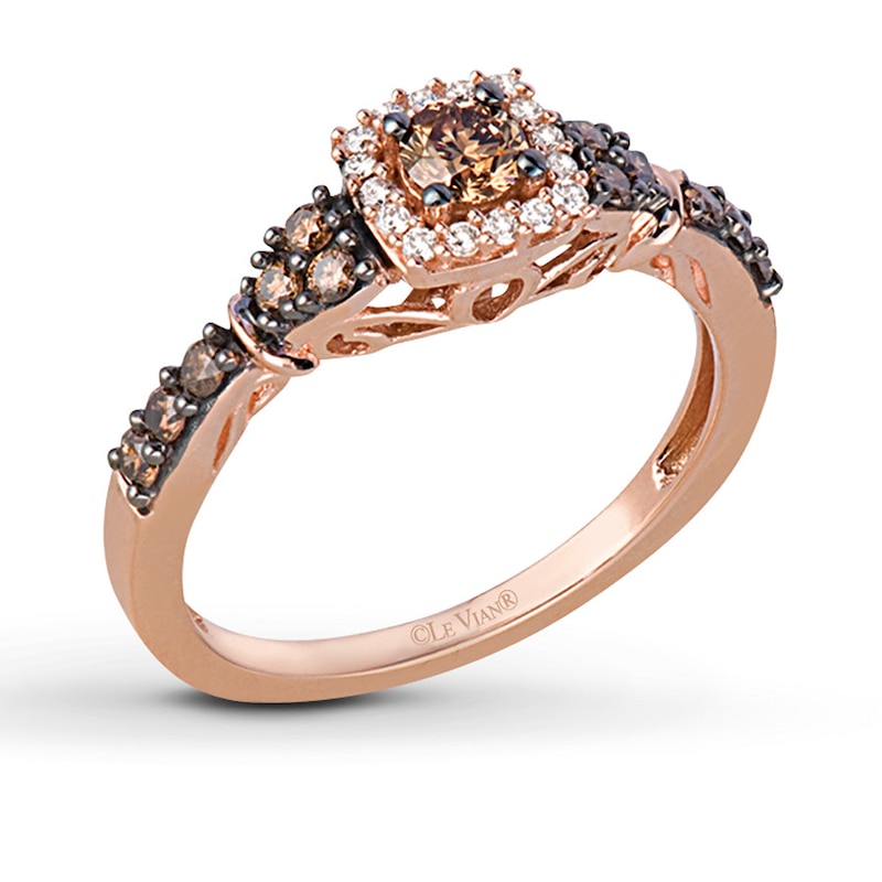 Previously Owned Le Vian Chocolate Diamonds 1/2 ct tw Ring Round-cut 14K Strawberry Gold - Size 9
