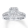 Thumbnail Image 1 of Previously Owned Diamond Bridal Set 7/8 ct tw Princess & Round-cut 14K White Gold