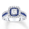 Thumbnail Image 1 of Previously Owned Sapphire Engagement Ring 7/8 ct tw Diamonds 14K White Gold