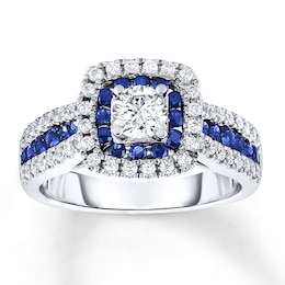 Previously Owned Sapphire Engagement Ring 7/8 ct tw Diamonds 14K White Gold