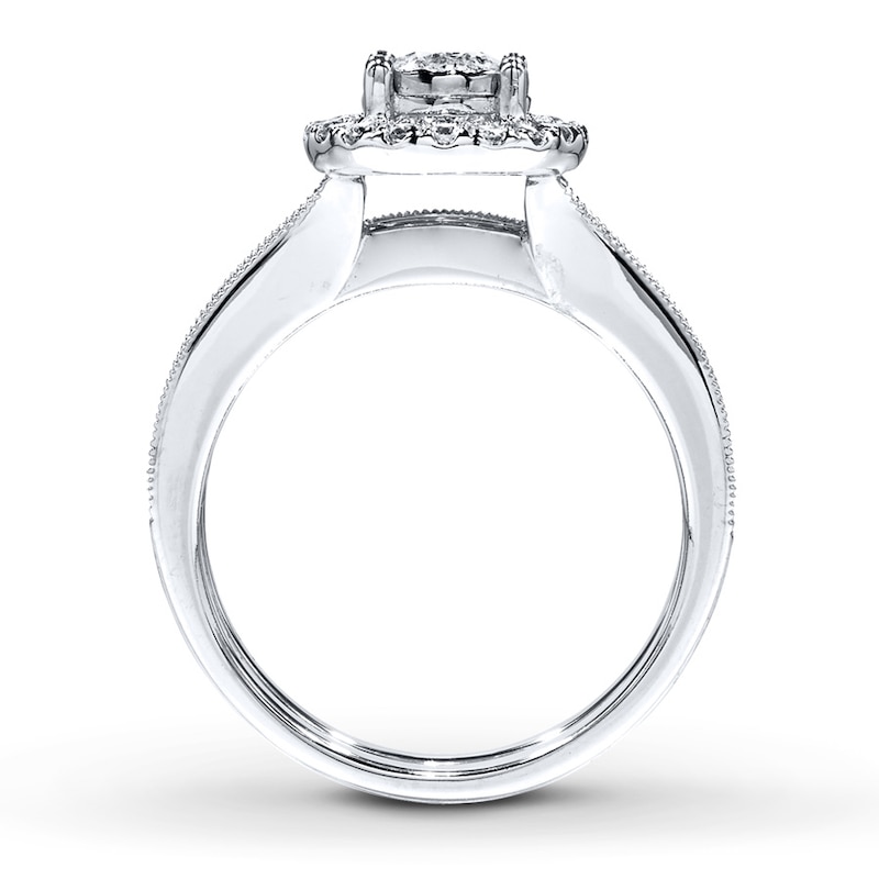 Main Image 2 of Previously Owned Diamond Bridal Set 1-1/3 ct tw Round-cut 14K White Gold