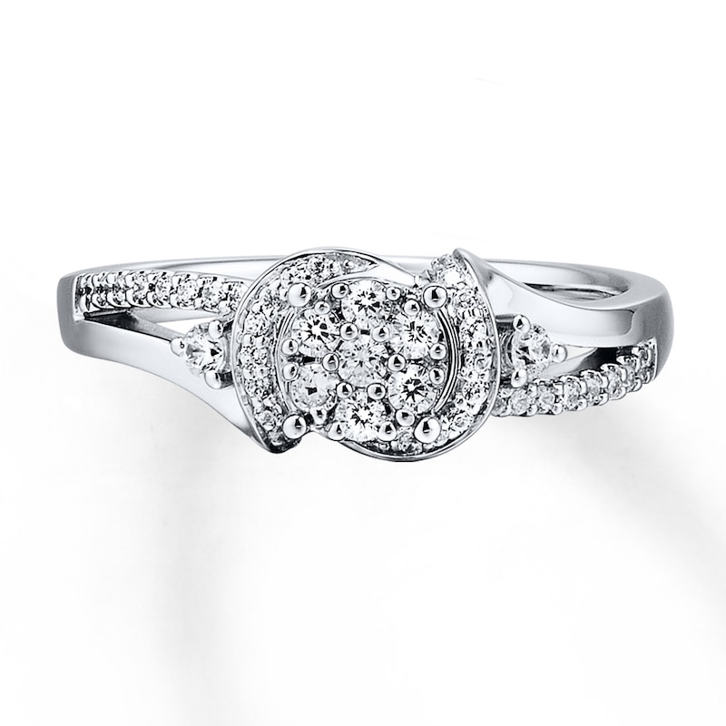 Main Image 4 of Previously Owned Diamond Promise Ring 1/3 ct tw Round 10K White Gold