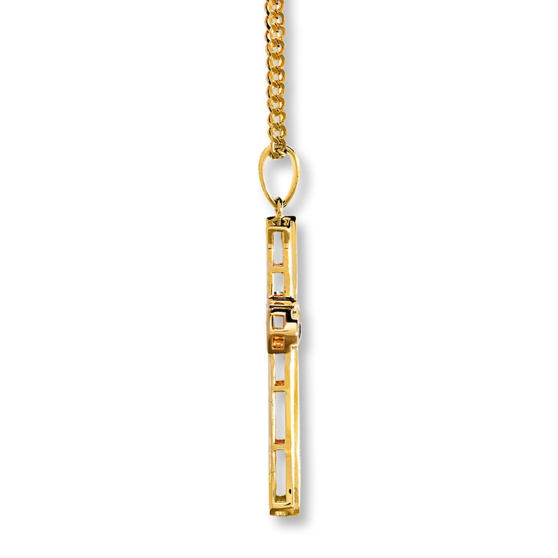 Main Image 2 of Previously Owned Men's Cross Necklace 1/2 ct tw Diamonds 10K Yellow Gold