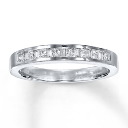 Previously Owned Diamond Wedding Band 1/3 ct tw Princess & Baguette-cut 14K White Gold