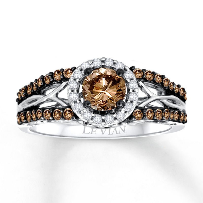 Main Image 1 of Previously Owned Le Vian Engagement Ring Chocolate Diamonds 7/8 ct tw Round-cut 14K Vanilla Gold