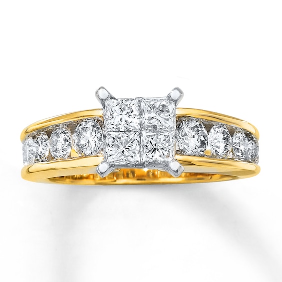 Previously Owned Diamond Engagement Ring ct tw Princess & Round-cut 14K Gold