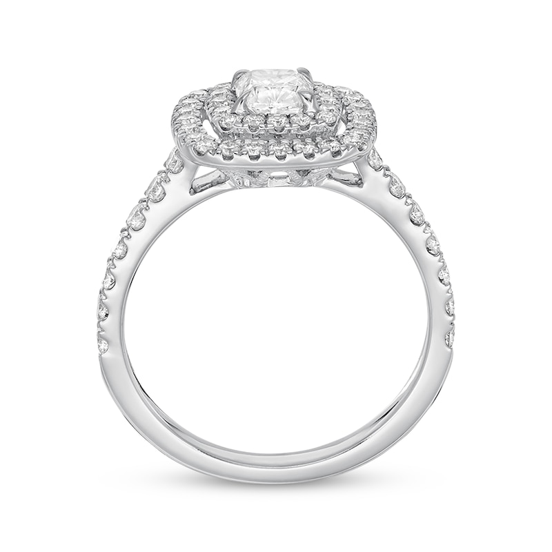 Previously Owned Neil Lane Engagement Ring 1-1/8 ct tw Cushion & Round-cut Diamonds 14K White Gold - Size 3.75