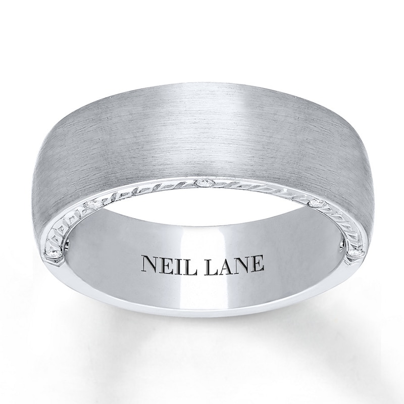 Main Image 1 of Previously Owned Neil Lane Men's Wedding Band 1/15 ct tw Round-cut Diamonds 14K White Gold