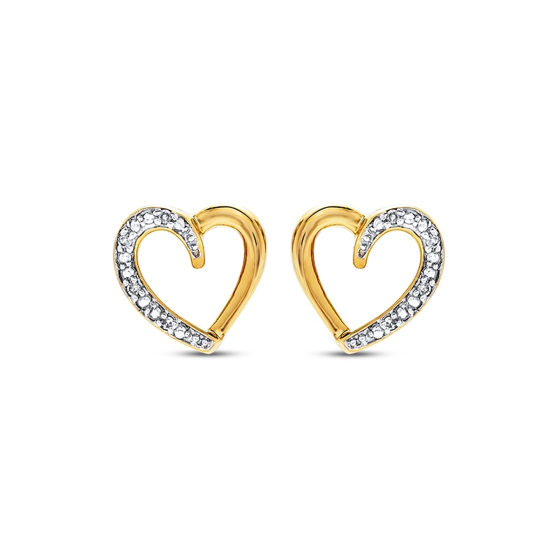 Previously Owned Diamond Heart Earrings 10K Yellow Gold Kay