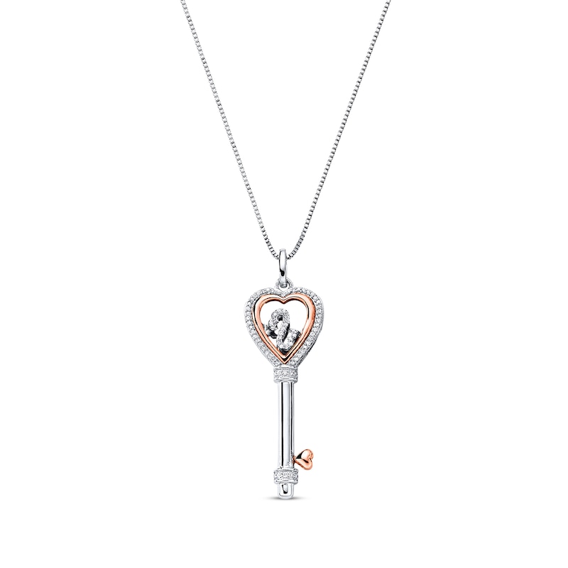 Main Image 1 of Previously Owned Diamond Necklace 1/10 ct tw Sterling Silver and 10K Rose Gold