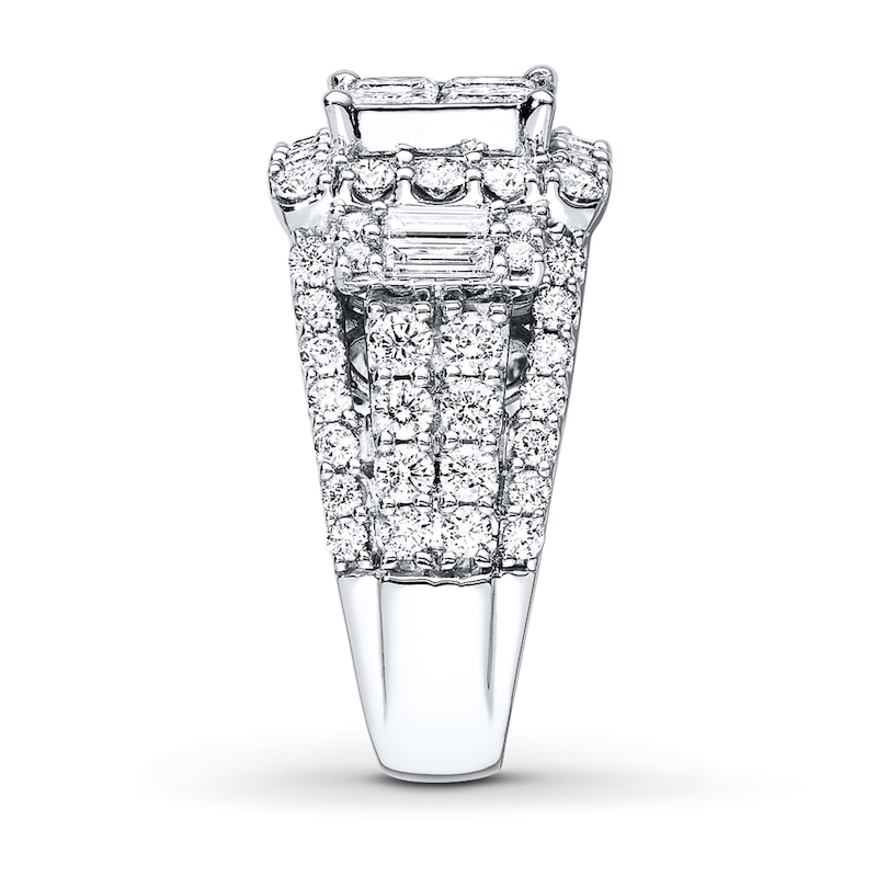 Multi-Diamond Engagement Ring 1 ct tw Princess-Cut 14K White Gold