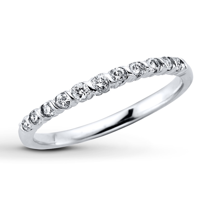 Main Image 1 of Previously Owned Diamond Anniversary Band 1/4 ct tw Round-cut 10K White Gold - Size 11