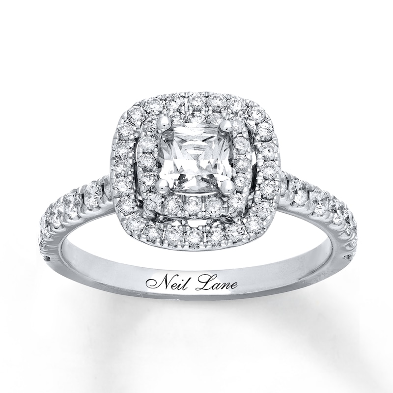 Previously Owned Neil Lane Engagement Ring 1-1/8 ct tw Cushion & Round-cut Diamonds 14K White Gold - Size 9.5