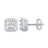 Thumbnail Image 1 of Previously Owned Diamond Stud Earrings 3/4 ct tw Princess/Round-cut 14K White Gold