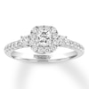 Thumbnail Image 1 of Previously Owned THE LEO Diamond Engagement Ring 3/4 ct tw Princess & Round-cut 14K White Gold