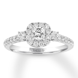 Previously Owned THE LEO Diamond Engagement Ring 3/4 ct tw Princess & Round-cut 14K White Gold