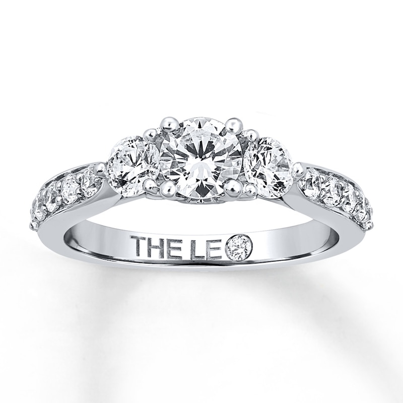 Previously Owned THE LEO Diamond 3-Stone Ring 3/4 ct tw Round-cut 14K White Gold