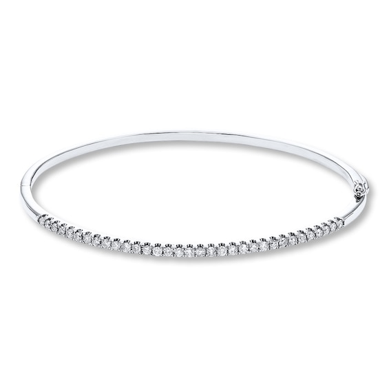 Previously Owned Diamond Bangle 3/4 ct tw Round-cut 14K White Gold
