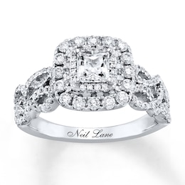 Previously Owned Neil Lane Diamond Ring 1-1/8 ct tw Princess & Round-cut 14K White Gold