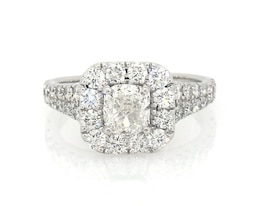 Previously Owned Neil Lane Diamond Engagement Ring 2-1/6 ct tw Cushion-cut 14K White Gold Size 5.5