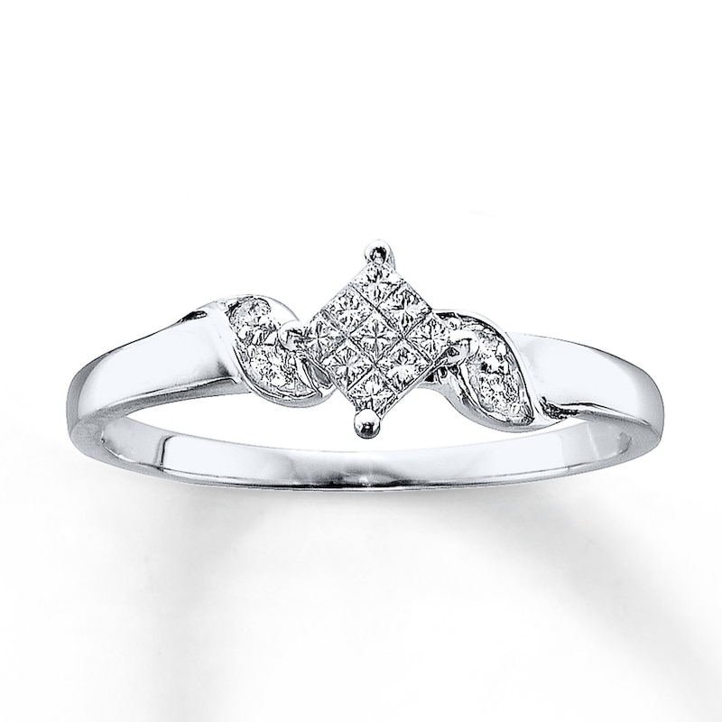 Main Image 1 of Previously Owned Diamond Promise Ring 1/6 ct tw Princess-cut 14K White Gold - Size 10.25