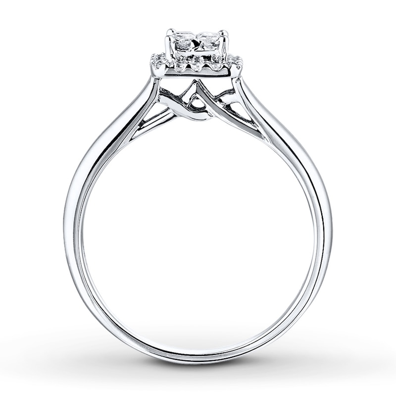 Main Image 2 of Previously Owned Diamond Engagement Ring 1/2 ct tw Princess & Round-cut 10K White Gold - Size 4.5