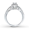 Thumbnail Image 1 of Previously Owned Diamond Engagement Ring 1/2 ct tw Princess & Round-cut 14K White Gold - Size 9