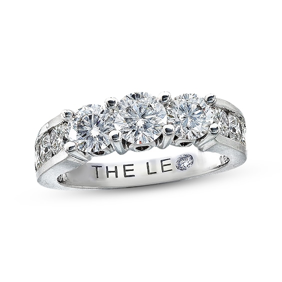 Previously Owned THE LEO Diamond Three-Stone Engagement Ring 2 ct tw 14K White Gold & Platinum