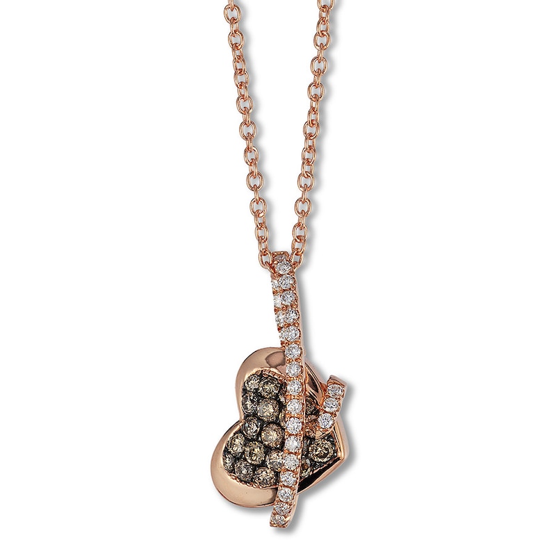 Main Image 1 of Previously Owned Le Vian Chocolate Diamond Heart Necklace 1/3 ct tw 14K Strawberry Gold