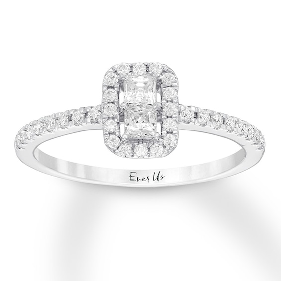 Previously Owned Ever Us Diamond Promise Ring 3/8 ct tw Princess & Round-cut 10K White Gold - Size 9