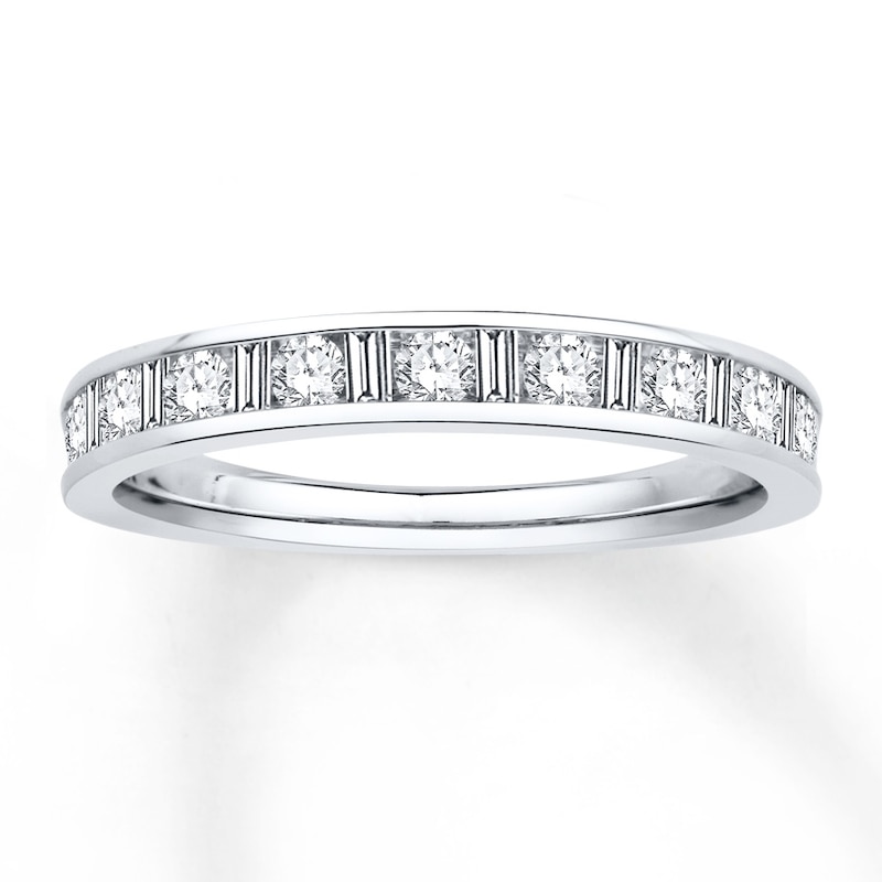 Previously Owned Diamond Anniversary Band 1/2 ct tw Round & Baguette ...