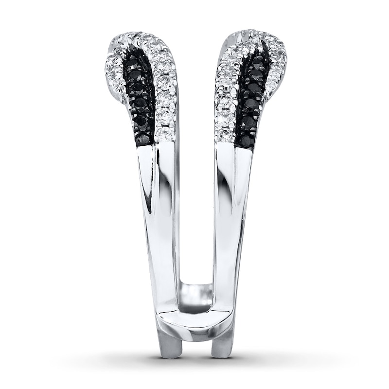 Previously Owned Black & White Diamonds 1/2 ct tw Enhancer Ring 14K White Gold - Size 4.25