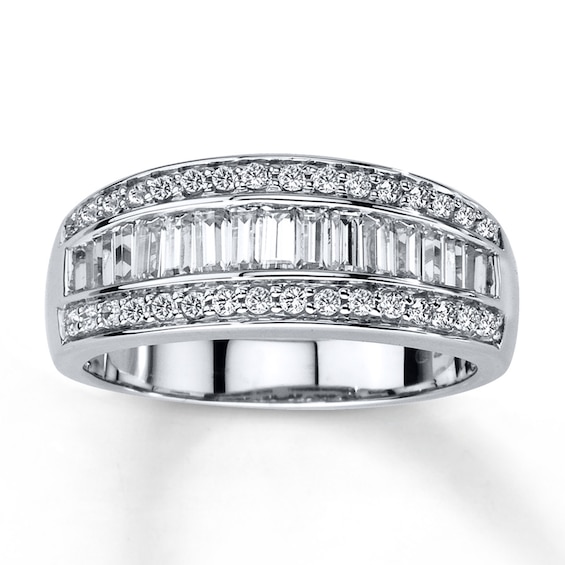 Previously Owned Diamond Anniversary Band 3/4 ct tw Baguette & Round-cut 14K White Gold - Size 9.5