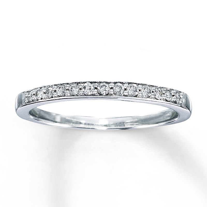 Main Image 1 of Previously Owned Diamond Anniversary Band 1/8 ct tw Round-cut 10K White Gold - Size 10.75