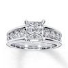 Thumbnail Image 0 of Previously Owned Diamond Engagement Ring 1-3/4 ct tw Princess & Round-cut 14K White Gold - Size 10.5