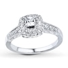 Thumbnail Image 1 of Previously Owned Engagement Ring 5/8 ct tw Princess & Round-cut Diamonds 14K White Gold - Size 4.5