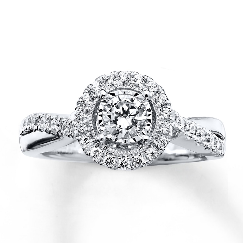 Previously Owned Diamond Engagement Ring 5/8 ct tw Round-cut 14K White Gold - Size 4