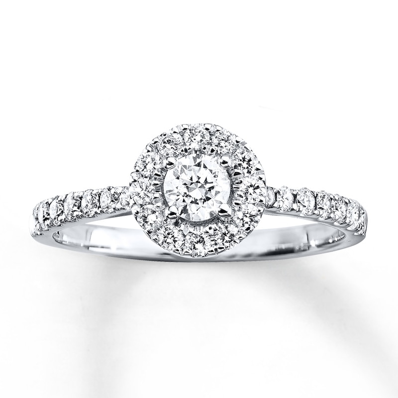 Main Image 1 of Previously Owned Diamond Engagement Ring 5/8 ct tw Round-cut 14K White Gold - Size 3.5