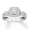 Thumbnail Image 0 of Previously Owned Neil Lane Engagement Ring 1 ct tw Princess & Round-cut Diamonds 14K White Gold - Size 4.25