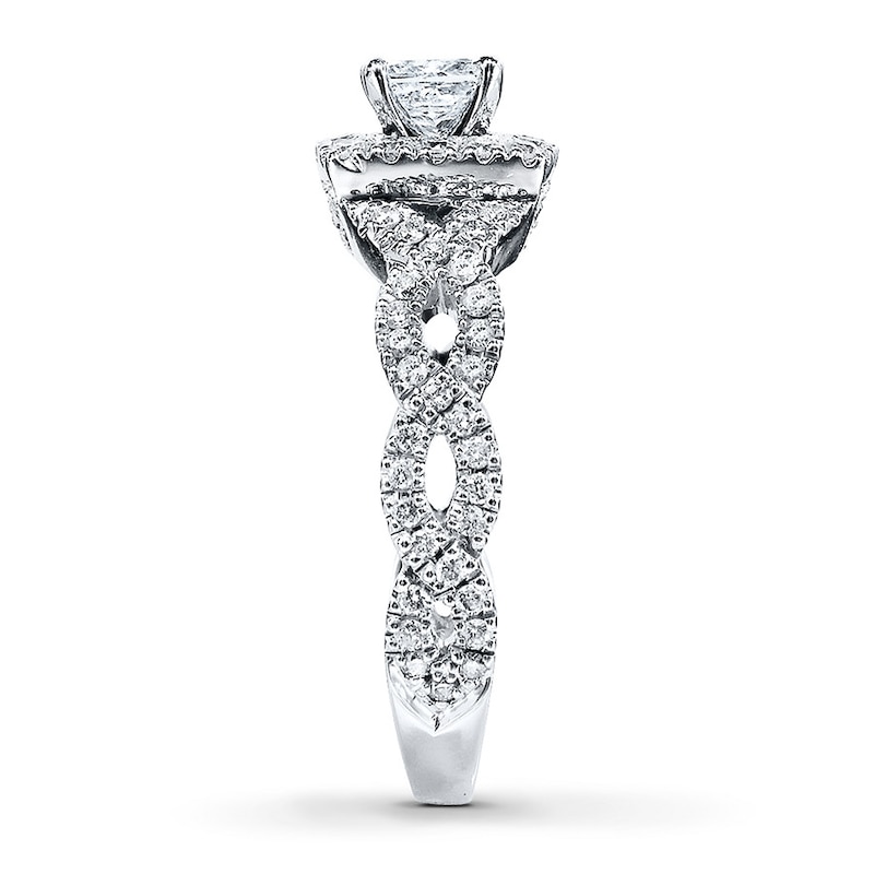 Previously Owned Neil Lane Engagement Ring 1 ct tw Princess & Round-cut Diamonds 14K White Gold - Size 4.25