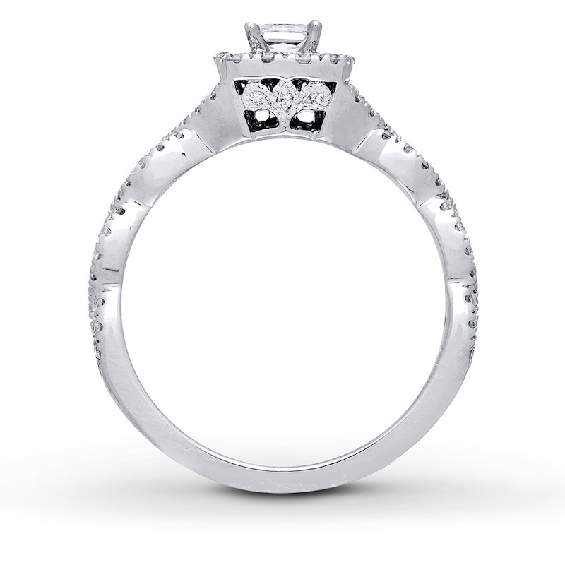 Previously Owned Neil Lane Engagement Ring 5/8 ct tw Princess & Round-cut 14K White Gold - Size 7.75