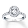 Thumbnail Image 1 of Previously Owned Neil Lane Engagement Ring 1-1/2 ct tw Oval & Round-cut Diamonds 14K White Gold - Size 9