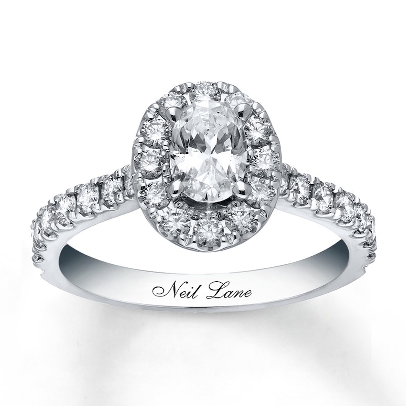 Main Image 1 of Previously Owned Neil Lane Engagement Ring 1-1/2 ct tw Oval & Round-cut Diamonds 14K White Gold - Size 9